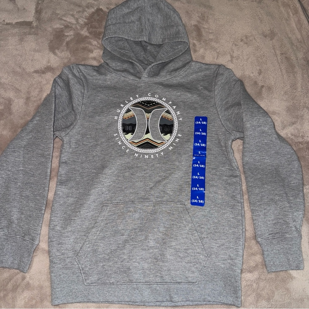 Hurley Heather Gray Pullover with Logo Large 14/16